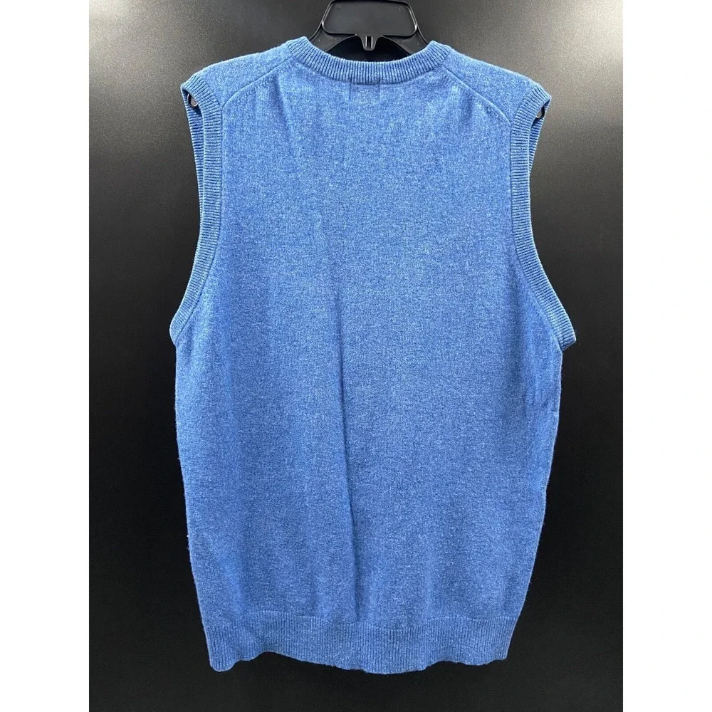 L.L. Bean Sweater Vest Mens XXL Tall 2XLT 100% Lambs‎ Wool Blue Golf Outdoor EUC
